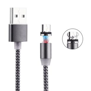 360 Degree Rotation 1m Weave Style Micro USB to USB 2.0 Strong Magnetic Charger Cable with LED Indicator(Grey)