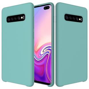 Shockproof Solid Color Liquid Silicone Case for Galaxy S10+ (Blue)