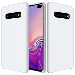 Shockproof Solid Color Liquid Silicone Case for Galaxy S10+ (White)