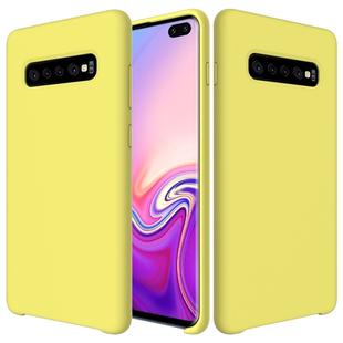 Shockproof Solid Color Liquid Silicone Case for Galaxy S10+ (Yellow)