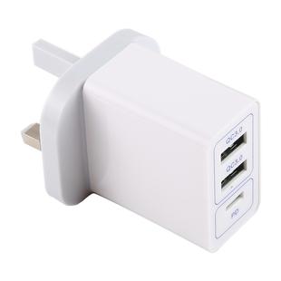 3A Max Output USB-PD + Dual QC3.0 USB Ports Travel Fast Charger, UK Plug