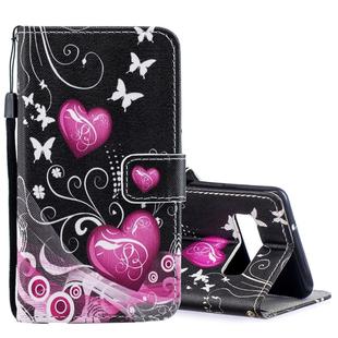 Peach Heart Pattern Horizontal Flip Leather Case for Galaxy S10, with Holder & Card Slots & Wallet