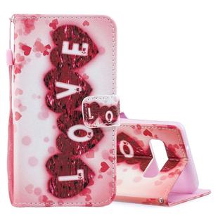 Love Pattern Horizontal Flip Leather Case for Galaxy S10e, with Holder & Card Slots & Wallet