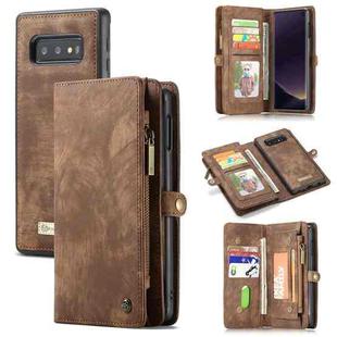 CaseMe Detachable Multifunctional Horizontal Flip Leather Case for Galaxy S10e, with Card Slot & Holder & Zipper Wallet & Photo Frame(Brown)