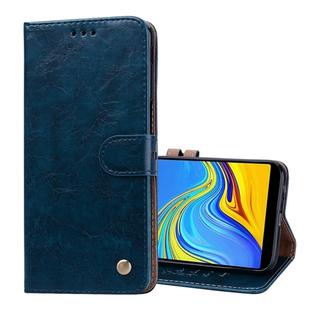 Business Style Oil Wax Texture Horizontal Flip Leather Case for Galaxy J6+, with Holder & Card Slots & Wallet (Blue)