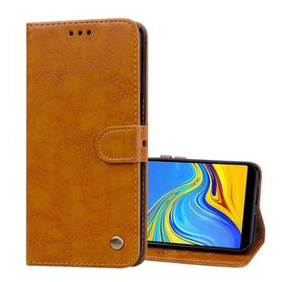 Business Style Oil Wax Texture Horizontal Flip Leather Case for Galaxy J6+, with Holder & Card Slots & Wallet (Brown)