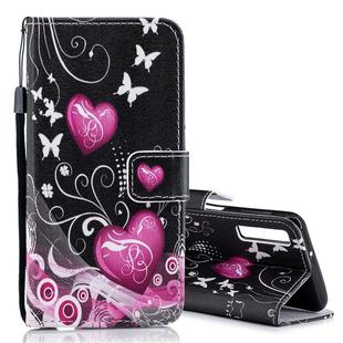 Peach Heart Pattern Horizontal Flip Leather Case for Galaxy A7 (2018), with Holder & Card Slots & Wallet
