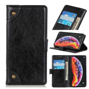 Copper Buckle Nappa Texture Horizontal Flip Leather Case for Galaxy A40, with Holder & Card Slots & Wallet (Black)