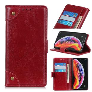 Copper Buckle Nappa Texture Horizontal Flip Leather Case for Galaxy S10 5G, with Holder & Card Slots & Wallet (Wine Red)