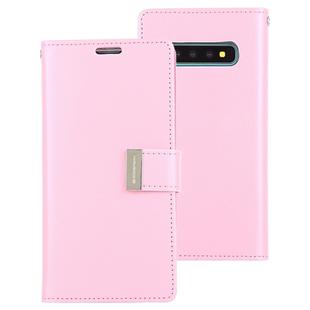 GOOSPERY RICH DIARY PU + TPU Crazy Horse Texture Horizontal Flip Leather Case for Galaxy S10, with Card Slots & Wallet & Photo frame (Pink)