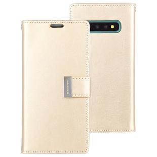 GOOSPERY RICH DIARY PU + TPU Crazy Horse Texture Horizontal Flip Leather Case for Galaxy S10, with Card Slots & Wallet & Photo frame (Gold)