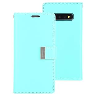 GOOSPERY RICH DIARY PU + TPU Crazy Horse Texture Horizontal Flip Leather Case for Galaxy S10, with Card Slots & Wallet & Photo frame (Mint Green)