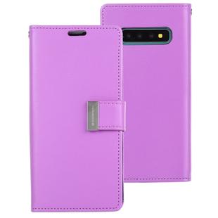 GOOSPERY RICH DIARY PU + TPU Crazy Horse Texture Horizontal Flip Leather Case for Galaxy S10, with Card Slots & Wallet & Photo frame (Purple)