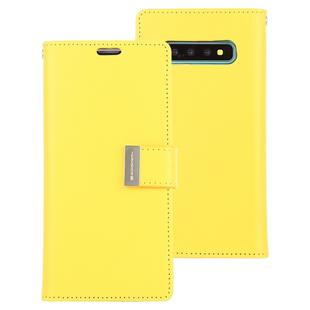 GOOSPERY RICH DIARY PU + TPU Crazy Horse Texture Horizontal Flip Leather Case for Galaxy S10, with Card Slots & Wallet & Photo frame (Yellow)