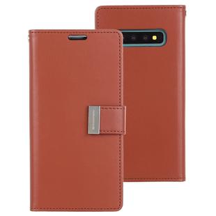 GOOSPERY RICH DIARY PU + TPU Crazy Horse Texture Horizontal Flip Leather Case for Galaxy S10, with Card Slots & Wallet & Photo frame (Brown)