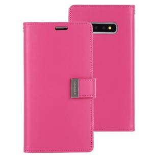 GOOSPERY RICH DIARY PU + TPU Crazy Horse Texture Horizontal Flip Leather Case for Galaxy S10+, with Card Slots & Wallet & Photo frame(Magenta)