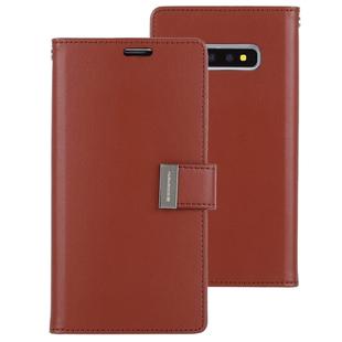 GOOSPERY RICH DIARY PU + TPU Crazy Horse Texture Horizontal Flip Leather Case for Galaxy S10+, with Card Slots & Wallet & Photo frame(Brown)