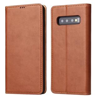 Horizontal Flip PU Leather Case for Galaxy S10, with Holder & Card Slot & Wallet(Brown)