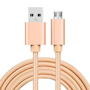 2m 3A Woven Style Metal Head Micro USB to USB Data / Charger Cable(Gold)