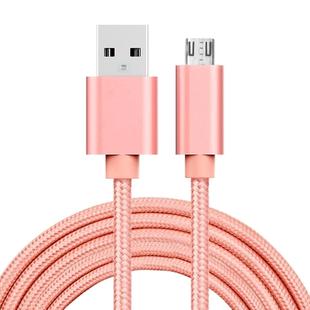 2m 3A Woven Style Metal Head Micro USB to USB Data / Charger Cable(Rose Gold)