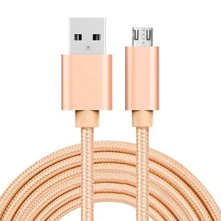 3A Woven Style Metal Head Micro USB to USB Data / Charger Cable, Cable Length: 3m(Gold)