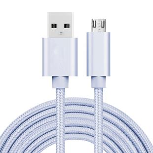 3A Woven Style Metal Head Micro USB to USB Data / Charger Cable, Cable Length: 3m(Silver)