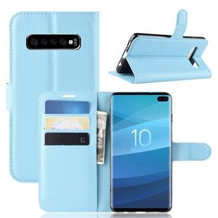 Litchi Texture Horizontal Flip Leather Case for Galaxy S10 , with Wallet & Holder & Card Slots(Blue)