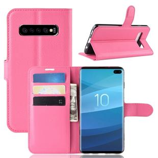 Litchi Texture Horizontal Flip Leather Case for Galaxy S10 , with Wallet & Holder & Card Slots(Rose Red)