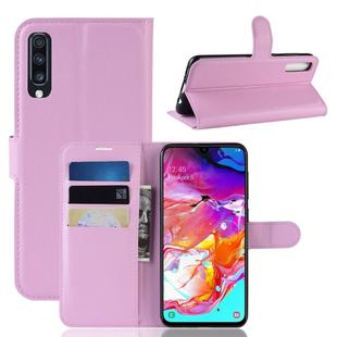 Litchi Texture Horizontal Flip Leather Case for Galaxy A70, with Wallet & Holder & Card Slots (Pink)