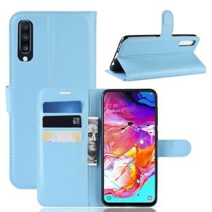 Litchi Texture Horizontal Flip Leather Case for Galaxy A70, with Wallet & Holder & Card Slots (Blue)