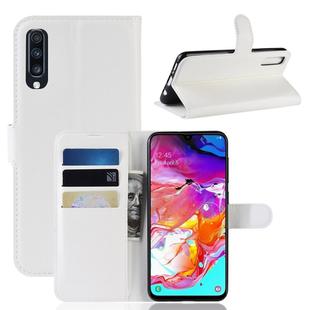 Litchi Texture Horizontal Flip Leather Case for Galaxy A70, with Wallet & Holder & Card Slots (White)