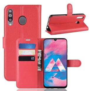 Litchi Texture Horizontal Flip Leather Case for Galaxy M30, with Wallet & Holder & Card Slots (Red)