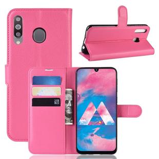 Litchi Texture Horizontal Flip Leather Case for Galaxy M30, with Wallet & Holder & Card Slots (Rose Red)