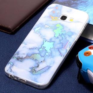 For Galaxy A3 (2017) Blue Gold Marble Pattern Soft TPU Protective Back Cover Case