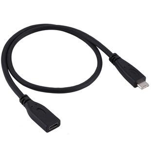 50cm USB-C / Type-C 3.1 Male to USB-C / Type-C Female Connector Adapter Cable(Black)