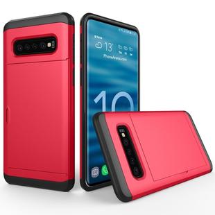 Shockproof Rugged Armor Protective Case for Galaxy S10+, with Card Slot (Red)