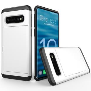 Shockproof Rugged Armor Protective Case for Galaxy S10+, with Card Slot (White)