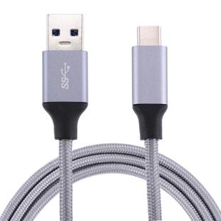 1m Wires Woven Metal Head USB-C / Type-C 3.1 to USB 3.0 Data / Charger Cable(Grey)
