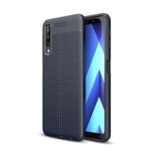 For Galaxy A7 (2018) / A750   Litchi Texture Soft TPU Protective Case(Navy Blue)