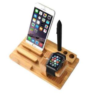 YM-UD06-1 3 in1 Bamboo Wood Charging Dock Docking Station Holder