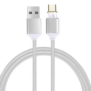 1M Woven Style 2.4A Micro USB to USB Data Sync Charging Cable Intelligent Metal Magnetism Cable, For Samsung, HTC, Sony, Huawei, Xiaomi, Meizu and other Android Devices(Silver)