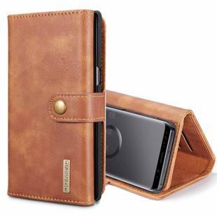 DG.MING for Galaxy S9 Triple Fold Crazy Horse Texture Horizontal Flip Magnetic Protective Case with Holder & Card Slots & Wallet (Brown)