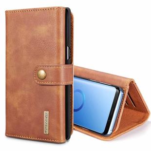 DG.MING for Galaxy S9+ Triple Fold Crazy Horse Texture Horizontal Flip Magnetic Protective Case with Holder & Card Slots & Wallet (Brown)