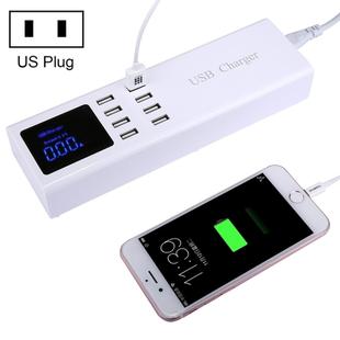 YC-CDA23 8 USB Ports 8A Travel Charger with LCD Screen and Wireless Charger, US Plug