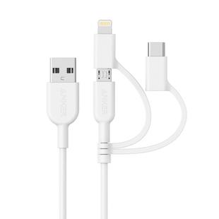 ANKER 3 in 1 8 Pin + Micro USB + USB-C / Type-C Interface MFI Certificated Data Cable(White)