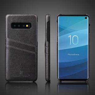 Fierre Shann Retro Oil Wax Texture PU Leather Case for Galaxy S10 Plus, with Card Slots (Black)
