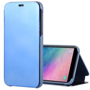 Electroplating Mirror Horizontal Flip Leather Case for Galaxy A6 (2018) , with Holder(Blue)