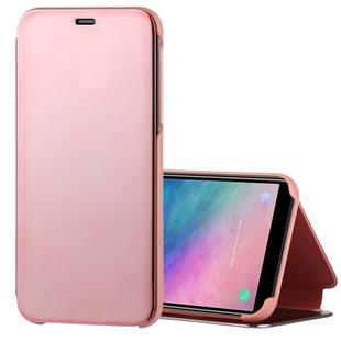 Electroplating Mirror Horizontal Flip Leather Case for Galaxy A6 (2018) , with Holder(Rose Gold)