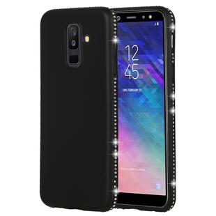 Crystal Decor Sides Smooth Surface Soft TPU Protective Back Case for Galaxy A6+ (2018)(Black)