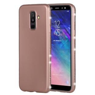 Crystal Decor Sides Smooth Surface Soft TPU Protective Back Case for Galaxy A6+ (2018)(Rose Gold)